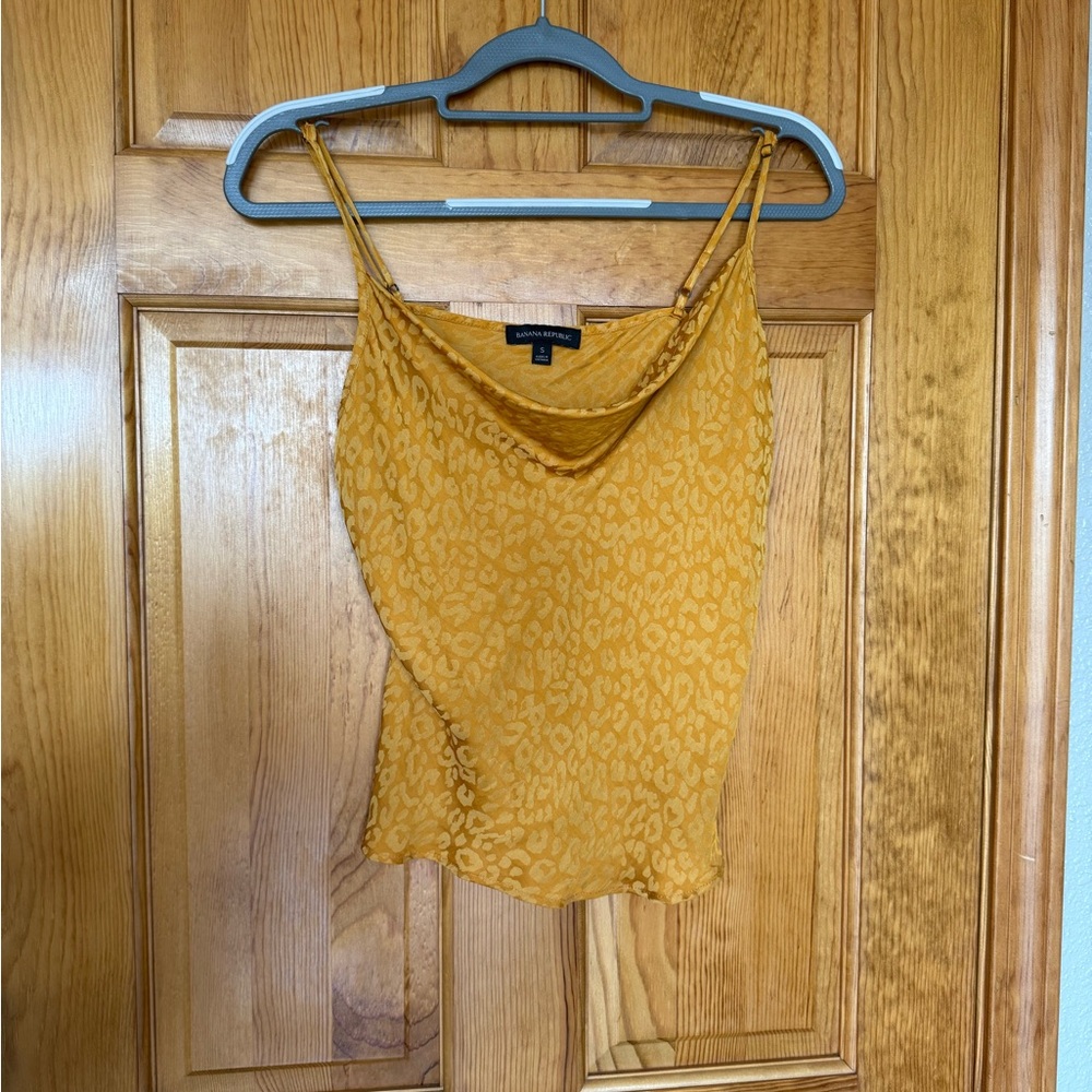 Banana Republic Golden Leopard Print Cowl Neck Camisole size Small